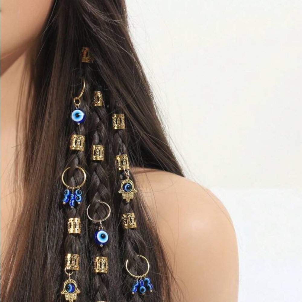 16pcs Evil Eye Hair Braiding Rings